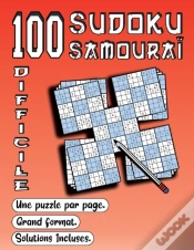 Capa do artigo 100 Sudoku Samourai, Difficile, Une Puzzle Par Page, Grand Format, Solutions Incluses