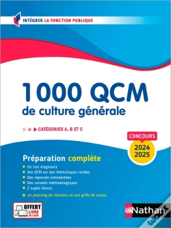 Capa do artigo 1000 Qcm De Culture Générale ; Catégories A, B Et C (Édition 2024/2025)