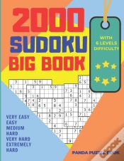 Capa do artigo 2000 Sudoku Big Book With 6 Levels Difficulty - Very Easy, Easy, Medium, Hard, Very Hard, Extremely Hard