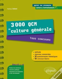 Capa do artigo 3000 Qcm De Culture Generale Tous Concours Une Methode Des Reponses Commentees & 50 Concours Blancs