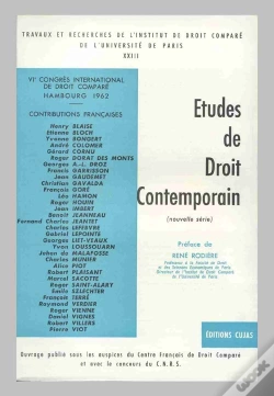 Capa do artigo Actes Du 6e Congrès International De Droit Comparé ; Hambourg; 1962