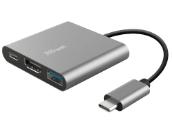 Capa do artigo Adaptador trust dalyx 3 em 1 multiport usb-c / usb-a usb-c hdmi 2.0 cor aluminio