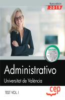 Administrativo. Universitat De València. Test Vol. I