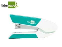 Capa do artigo Agrafador liderpapel com oferta de saca agrafes e caixa de 1000 agrafes 22/6 24/6 capacidade 20f cor turquesa
