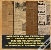 Amber Vintage Newspaper Scrapbook Paper Pack Collection For Decoupage & Diy Craft 20 Old Aged Double Sided Pattern For Scrapbooking & Collage Art 4 Design For Invitation Making & Ephemera Cardmaking