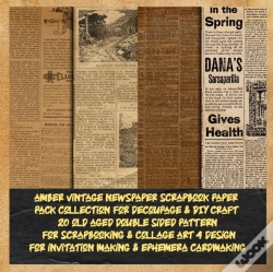 Capa do artigo Amber Vintage Newspaper Scrapbook Paper Pack Collection For Decoupage & Diy Craft 20 Old Aged Double Sided Pattern For Scrapbooking & Collage Art 4 Design For Invitation Making & Ephemera Cardmaking