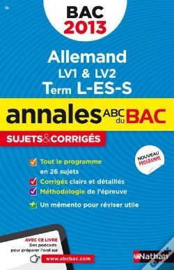 Capa do artigo Annales Bac 2013 Allemand L Es S Corriges N22