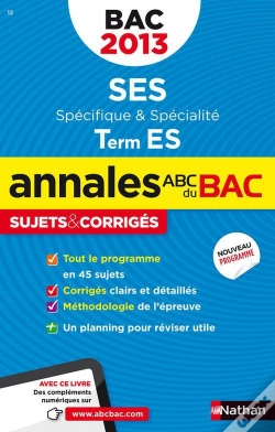 Capa do artigo Annales Bac 2013 Ses T Es Obli + Spi Corriges N14