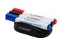 Apagador q-connect magnetico com marcador preto vermelho e azul para quadro branco - Preview