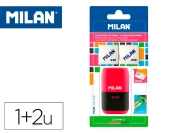 Capa do artigo Apara lapis milan compact touch duo plastico 2 usos com borracha + 2 recargas de borracha