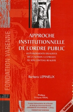 Capa do artigo Approche Institutionnelle De L'Ordre Public