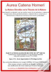 Aurea Catena Homeri ; La Nature Devoilee Ou La Theorie De La Nature