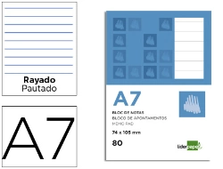 Capa do artigo Bloco de Apontamentos Pautado A7 Liderpapel. 80 folhas