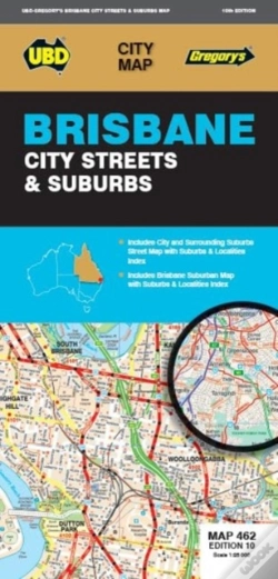 Capa do artigo Brisbane City Streets & Suburbs Map 462 10th Ed