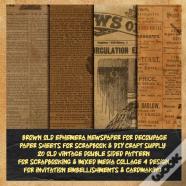 Brown Old Ephemera Newspaper For Decoupage Paper Sheets For Scrapbook & Diy Craft Supply  20 Old Vintage Double Sided Pattern For Scrapbooking & Mixed Media Collage 4 Design For Invitation Embellishme