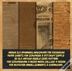 Capa do artigo Brown Old Ephemera Newspaper For Decoupage Paper Sheets For Scrapbook & Diy Craft Supply  20 Old Vintage Double Sided Pattern For Scrapbooking & Mixed Media Collage 4 Design For Invitation Embellishme