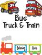 Bus Truck And Train Coloring Book - Preview