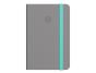 Antarctic hardcover notebook with elastic closure, 100 sheets, 80 gsm FSC paper, gray and turquoise polka dots. - Preview
