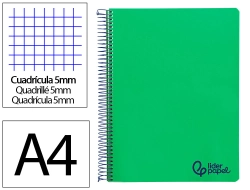 Capa do artigo Caderno Espiral Liderpapel A4 Wonder Capa Plástico 120 folhas 90gr Quadriculado 5mm 5 Bandas 4 Furos Cor Turquesa