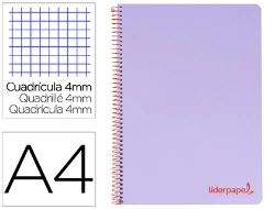 Capa do artigo Caderno espiral liderpapel a4 wonder capa plastico 80f 90gr quadricula 4mm com margem violeta