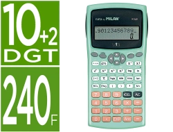 Capa do artigo Calculadora Milan Cientifíca m240 Silver 2 Linhas 240 Funcões 10+2 Digitos Cor Verde Turquesa com Tampa Cor Prata