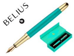Capa do artigo Caneta belius soiree aluminio turquesa dourado tinta azul caixa de oferta