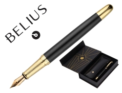 Capa do artigo Caneta e estojo belius soiree preto dourado tinta azul caixa de oferta