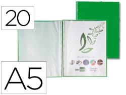 Capa do artigo Capa catalogo liderpapel com espiral 20 bolsas polipropileno din a5 verde