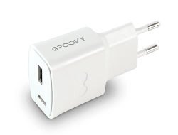 Capa do artigo Carregador de parede groovy 1 usb + 1usb-c cor branco