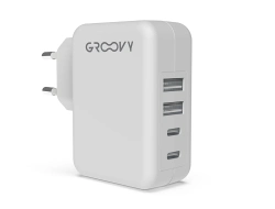 Capa do artigo Carregador de parede groovy 4 usb cor branco