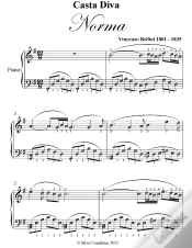 Capa do artigo Casta Diva Norma Elementary Piano Sheet Music