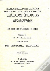 Capa do artigo Catalogo Metodico De Las Aves Observadas