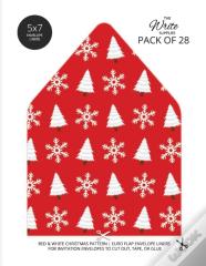 Christmas Pattern Envelope Liners Euro Flap 5x7 With Red & White Design
