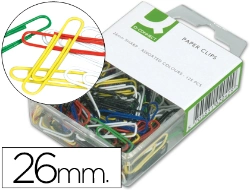 Capa do artigo Clips de cores sortidas Q-connect - 26 mm. Caixa de 125 unidades
