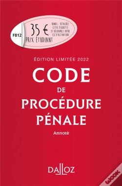 Capa do artigo Code De Procédure Pénale Annoté : Édition 2022 (63e Édition)