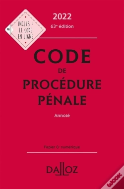 Capa do artigo Code De Procédure Pénale Annoté : Édition 2022 (63e Édition)