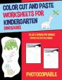 Color Cut And Paste Worksheets For Kindergarten (Dinosaurs) - Preview