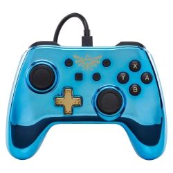 Capa do artigo Comando PowerA com fios Zelda Chrome Azul, Dourado Nintendo Switch