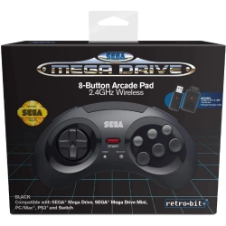 Capa do artigo Comando Retro-Bit Gamepad Official SEGA Mega Drive 8-B 2.4G Wireless Preto