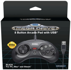 Capa do artigo Comando Retro Bit Official SEGA Mega Drive 8 Button USB - Black/Preto
