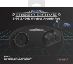 Capa do artigo Comando Retro-Bit SEGA MegaDrive BIG6 2.4GHz Wireless Controller (Black)