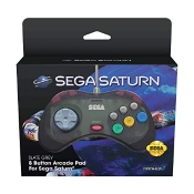 Capa do artigo Comando Retro-Bit SEGA Saturn 8 Button Arcade Pad - Slate Grey