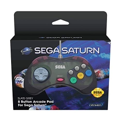 Capa do artigo Comando Retro-Bit SEGA Saturn 8 Button Arcade Pad - Slate Grey