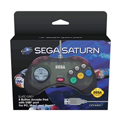 Capa do artigo Comando Retro-bit SEGA Saturn USB Control Pad Grey/Cinzento