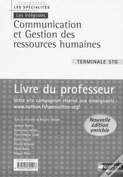 Capa do artigo Communication Et Gestion Des Ressources Humaines Terminale Stg Les Specialites/Les Integrales Prof 2008