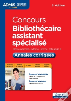 Capa do artigo Concours Bibliothecaire Assistant Specialise Cat B Annales Corrigees 2e Edt