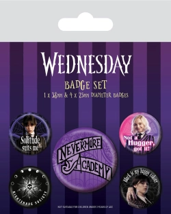 Capa do artigo Wednesday Pin-Back Buttons 5-Pack Nevermore Pin Set