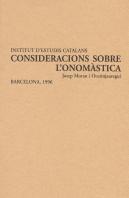 Consideracions Sobre Lonomastica Discurs Llegit En La Sess