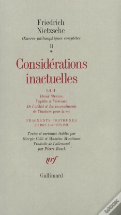 Capa do artigo Considerations Inactuelles I Et Ii ; Fragments Posthumes