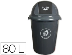 Capa do artigo Contentor de lixo q-connect plastico cinza com tampa redeonda giratoria capacidade para 80 litros